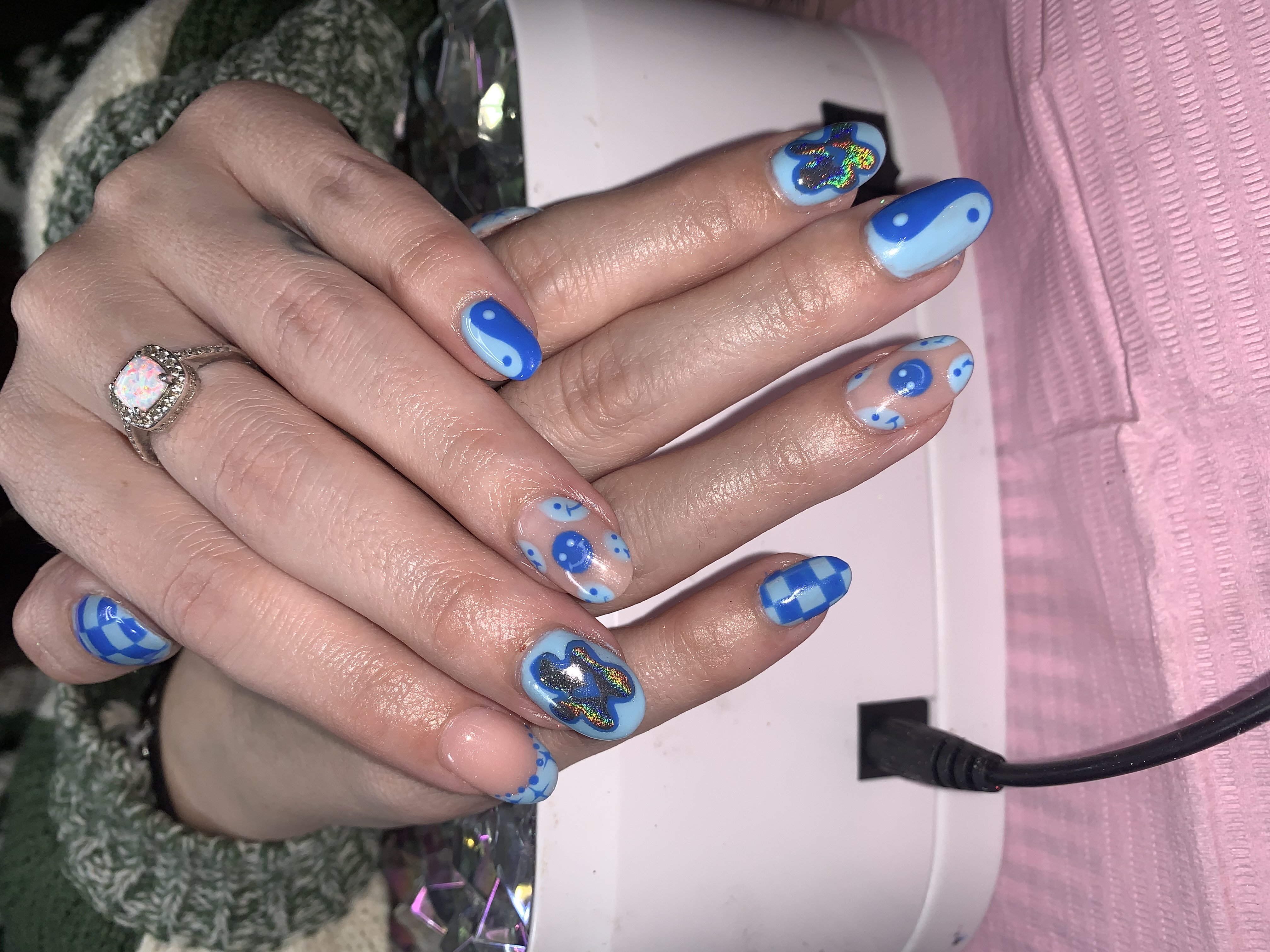 French tip nail art close-up