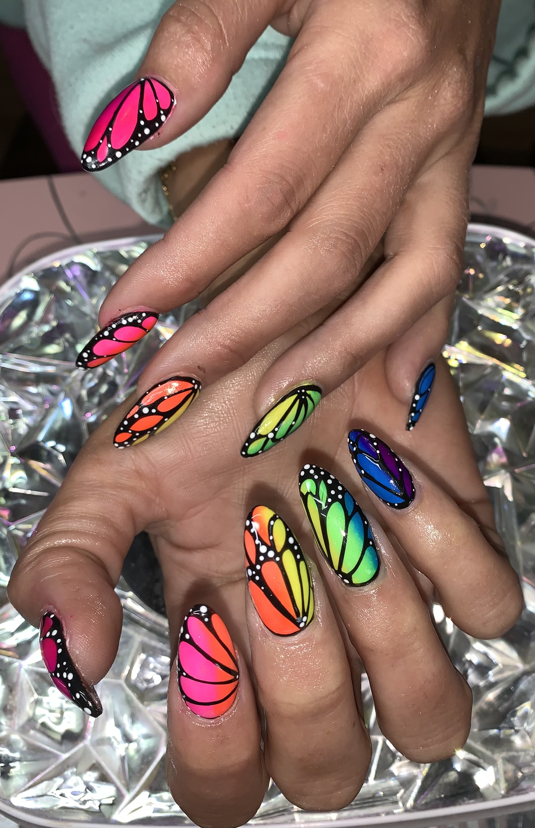 Boutique salon close up of finished nails